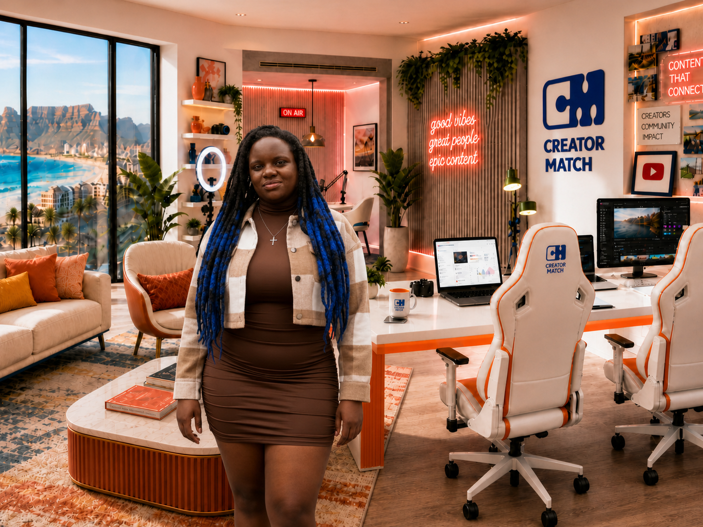 Amanda Tayte-Tait standing in a bright creator studio